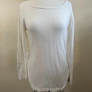 New York & Company cream tunic sweater with zippers